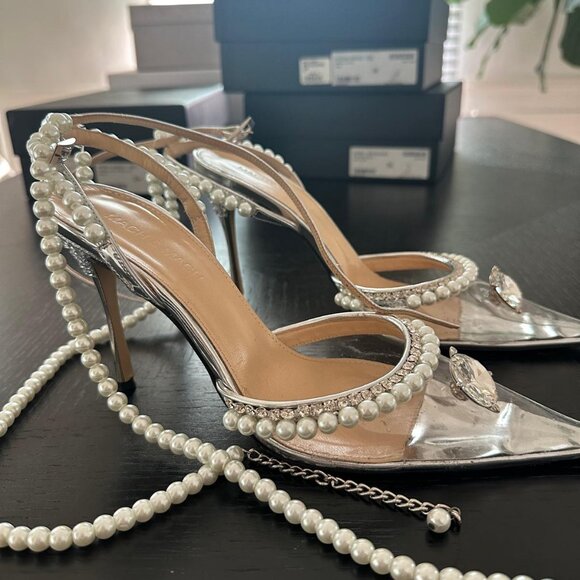 MACH MACH Diamond Of Elizabeth High Heels Silver PVC Leather